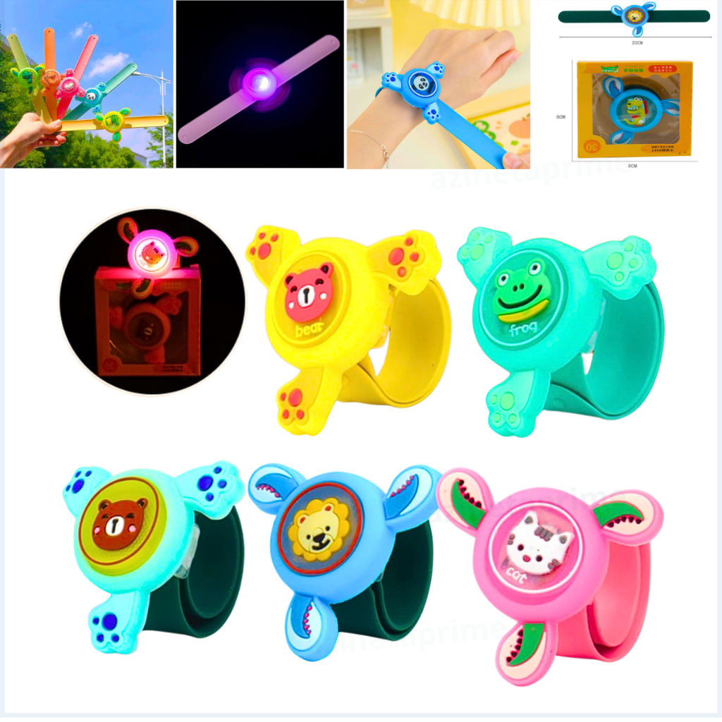 kit 2 Pulseira relógio giratório Luminosa Led Com Desenho Luminoso Pulseira Infantil Presente