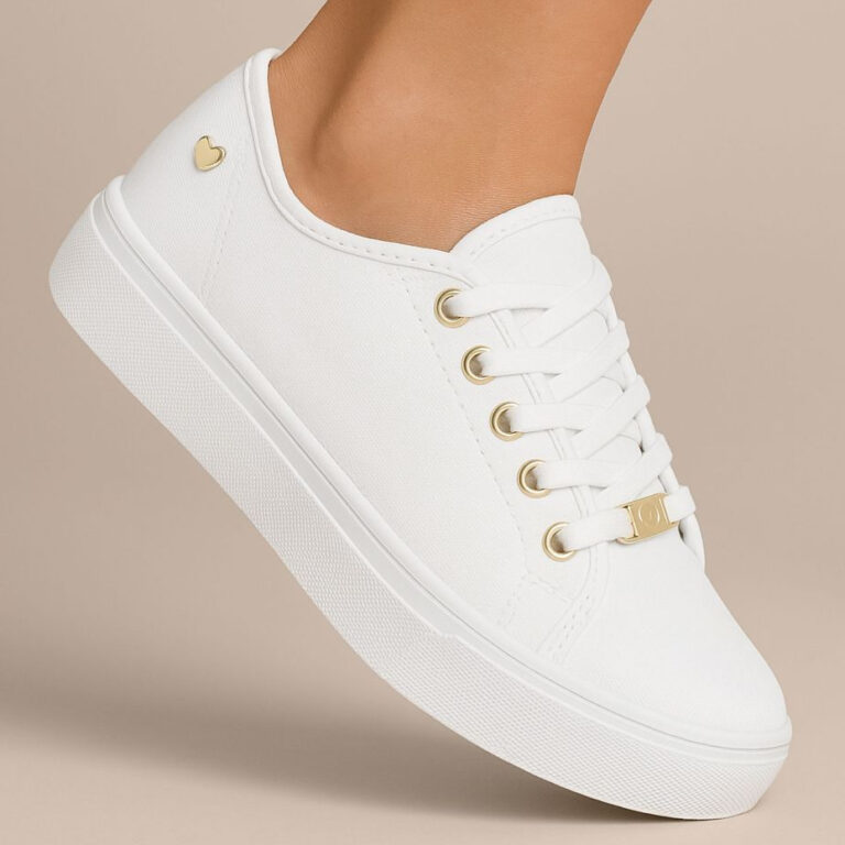 Tênis Feminino Pingente Coração Branco Casual C