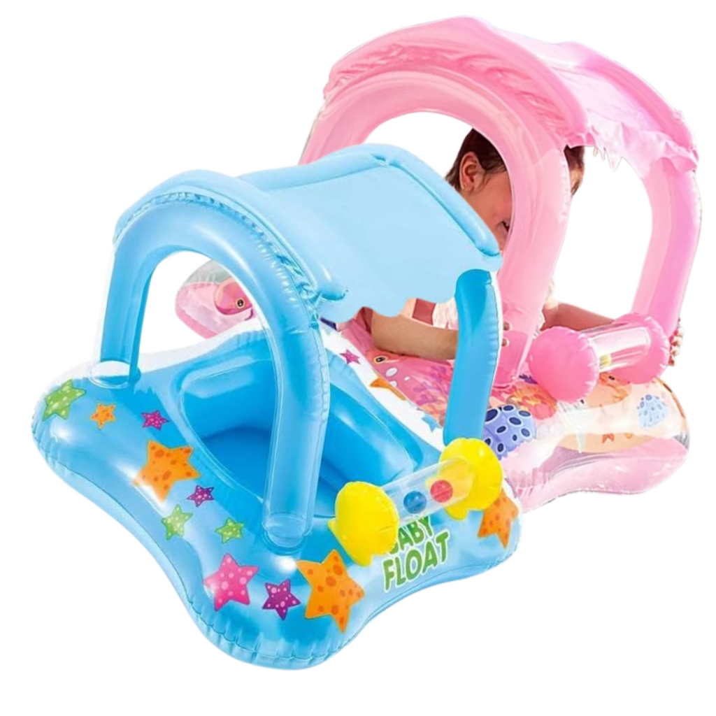 Boia Infantil Para Bebê Inflável Com Cobertura Menino Menina Piscina Praia