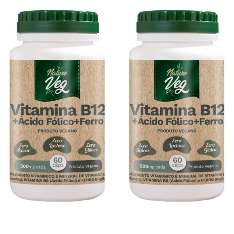 Kit 2 Vitamina B12 + Ácido Fólico + Ferro (Produ