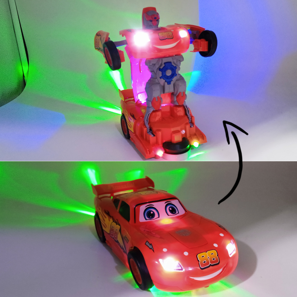 Carrinho Transformers Relampago McQueen Vira RobôGRANDE)Carros Com Luz e Som