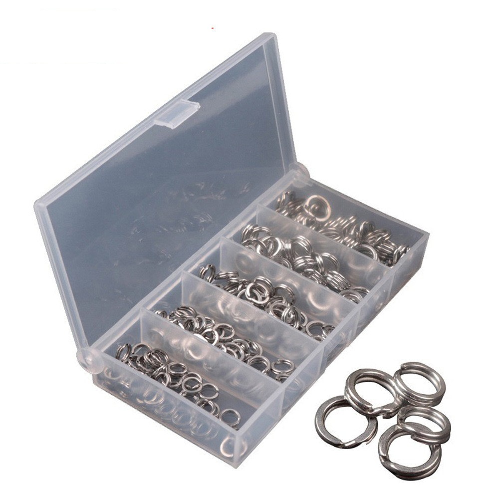 Kit 200 Argola Anel Split Ring Inox Para Isca + Estojo Pesca