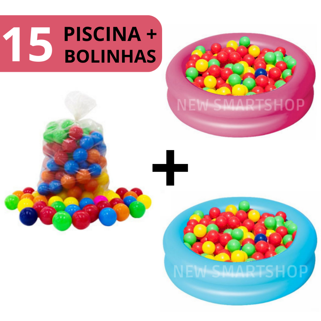 Kit Piscina Inflável + 15 Bolinhas Coloridas Infantil Piscina 60 Cm Redonda Menino Menina Verão Cria