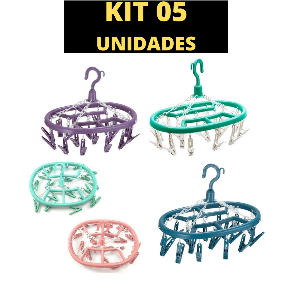 Kit 05 Varal Calcinha Para Roupas Intimas Cueca Calcinha Meia 18 Prendedores Apartamento Lavanderia