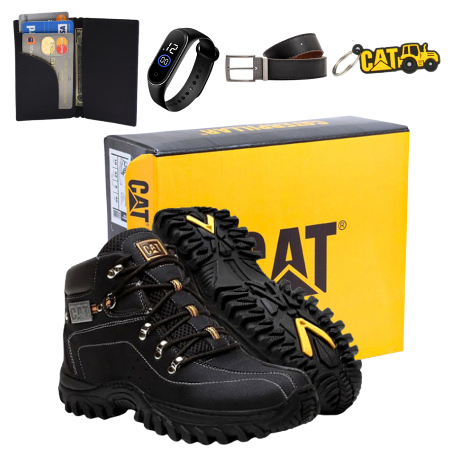 Bota Caterpillar Masculino Otimizado + Cinto + Carteira + Relógio