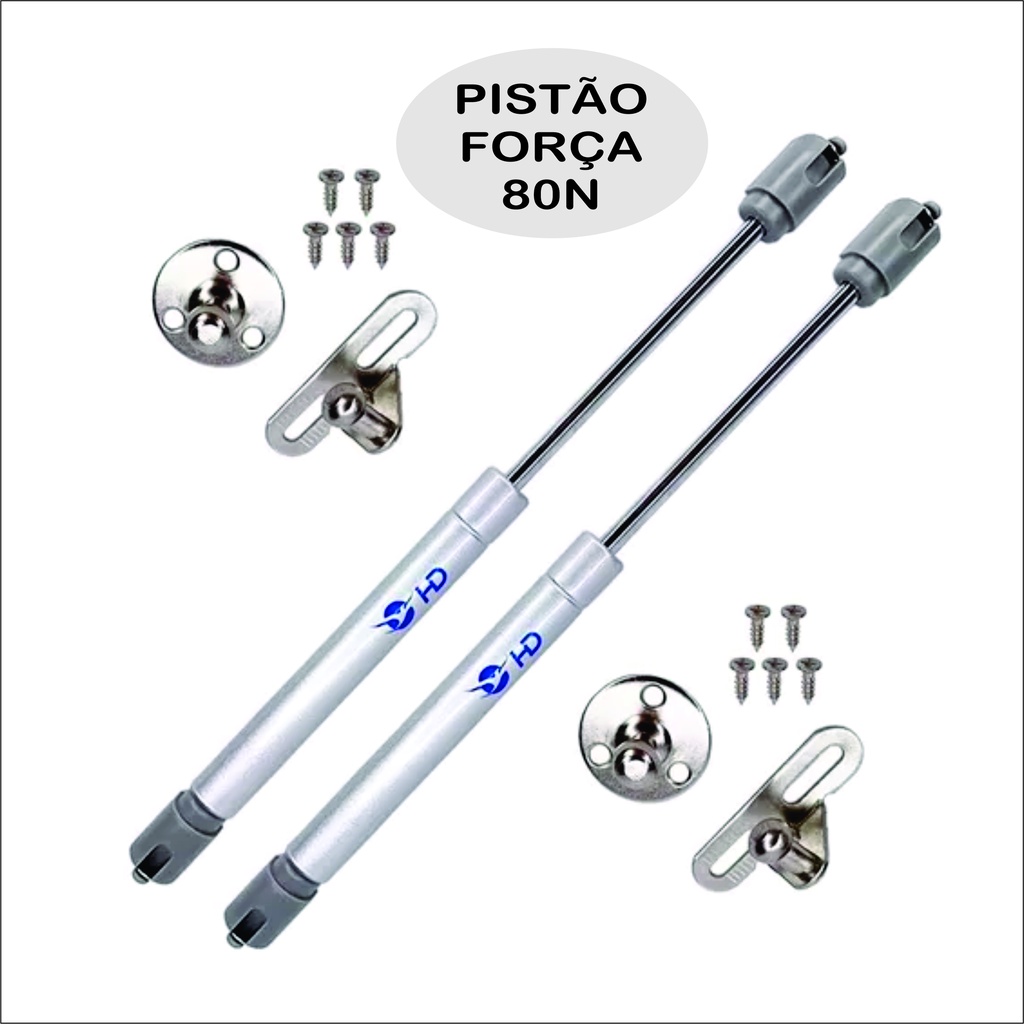 Kit 2 Pistão Amortecedor Para Porta De Armário e Moveis Abre Pra Cima Gás 80n