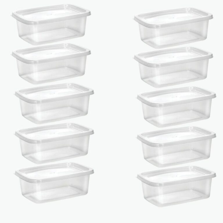 Jogo Kit 10 Potes Plástico, 800ml Retangular Para