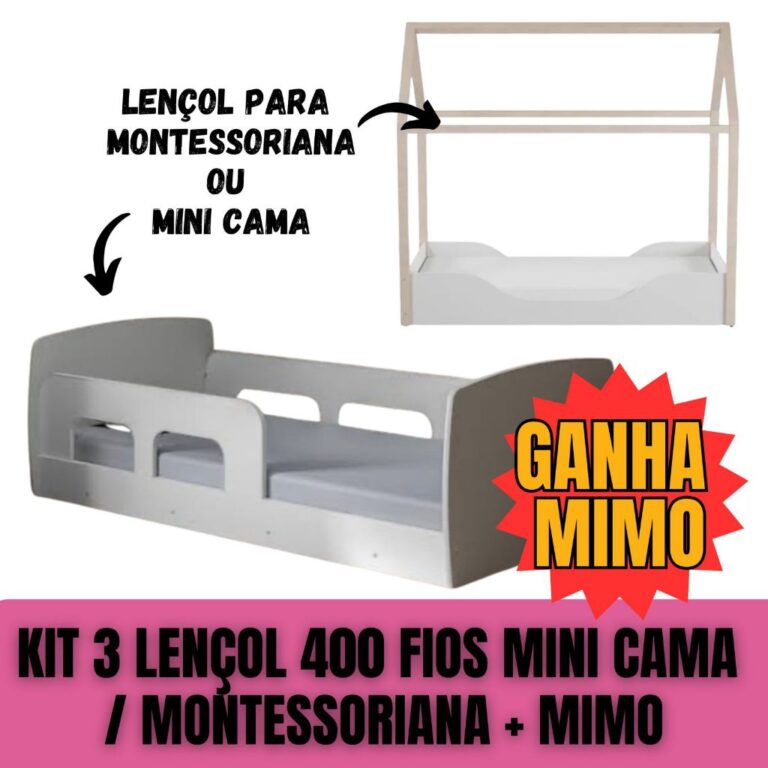 KIT 3 LENÇOL 400 FIOS MINI CAMA / MONTESSORIANA  