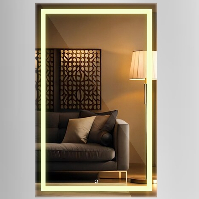 Espelho Jateado Vertical Retangular Led Touch Deco