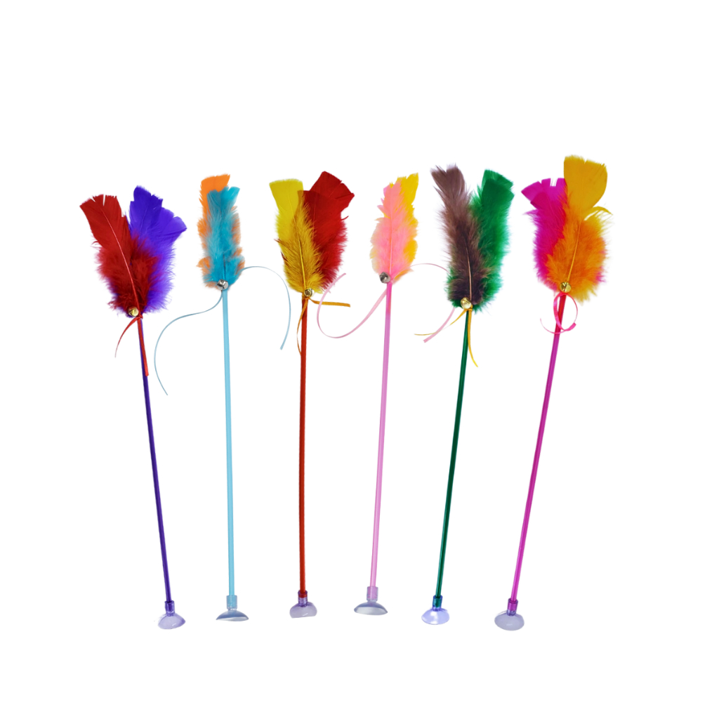 Varinha Divertida Brinquedo para Gato com Penas e Guizo