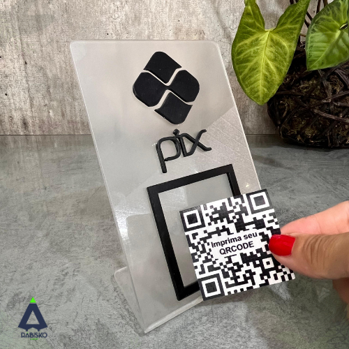Placa Pix Acrílico para QR Code – Suporte D