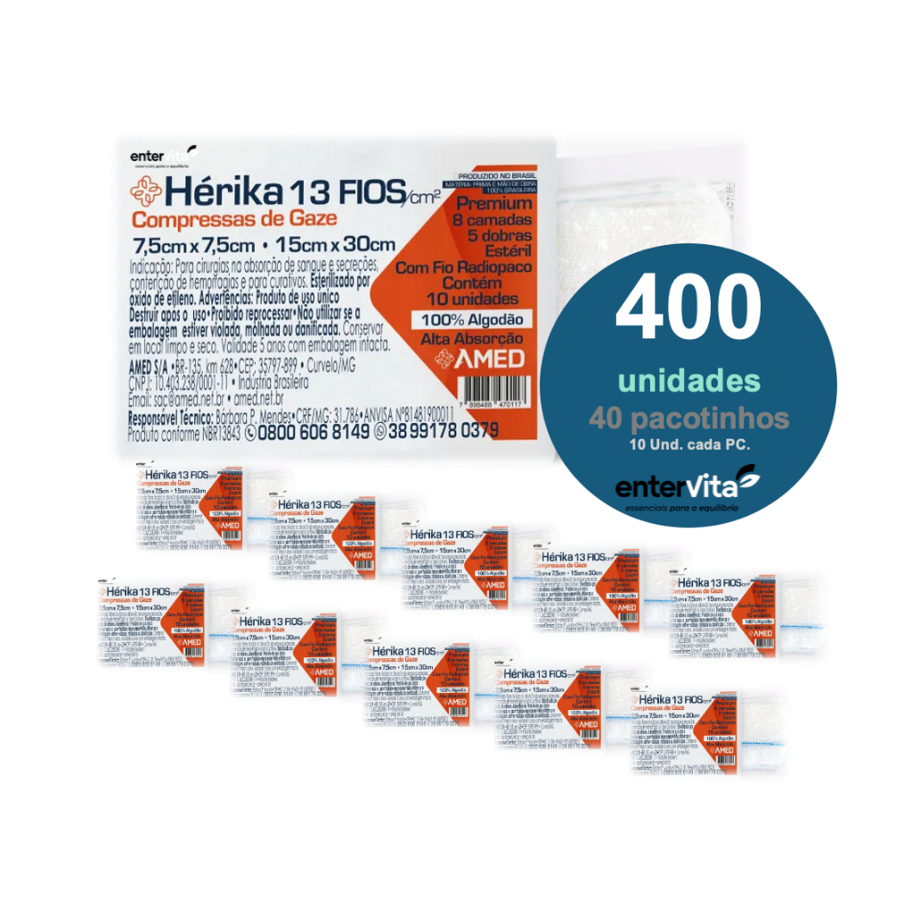 Compressa Gaze Estéril Herika 13 Fios – Kit Promocional – Hospitalar, Curativos, Cirurgia