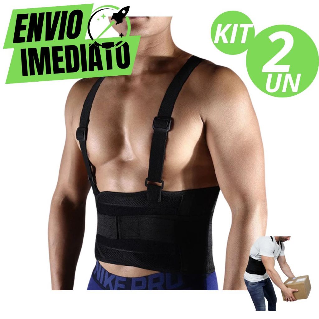 Kit 2 Cinta Lombar Abdominal Ergonômica Reforçada Proteção coluna Colete Corretor Postura