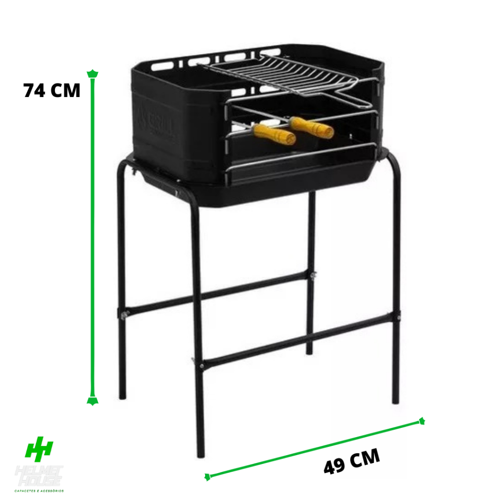 Churrasqueira Desmontável Portátil + Grelha + Espetos Trilha Em Aço Carbono Reforçado