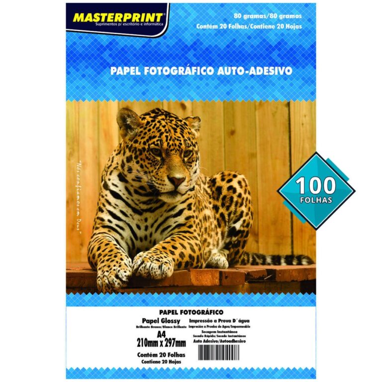 Papel Glossy Adesivo 80g A4 Fotográfico Branco Br