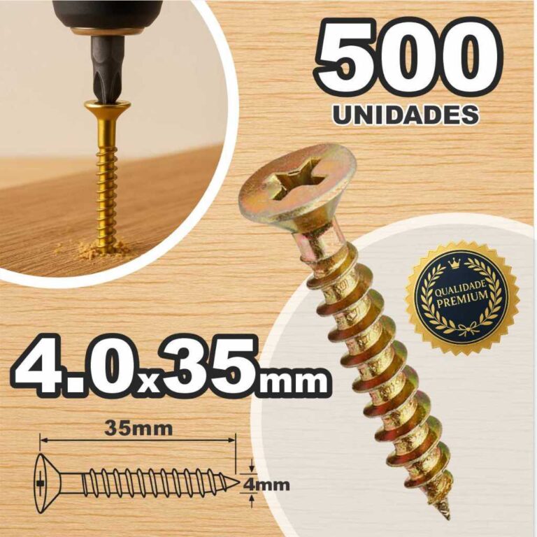 Parafuso 4,0 x 35 Chipboard 500un Caixa Cabeça Ch