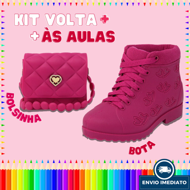 Kit Botinha Infantil Menina Coturno Juvenil + Bols