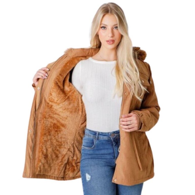 parka feminina de sarja toda forrada de pelo por d