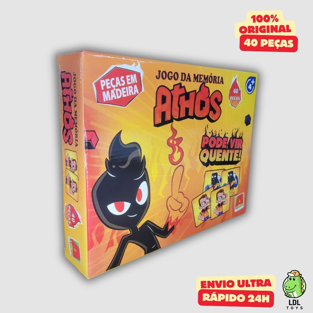 Jogo da Memória de Madeira do Athos Atos Gamer Influenciador Youtuber 40 peças Algazarra