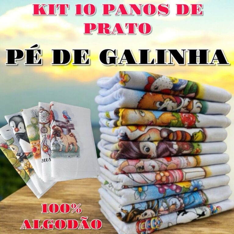 Kit 10 Panos de Prato Pé de Galinha Legitimo 69 x