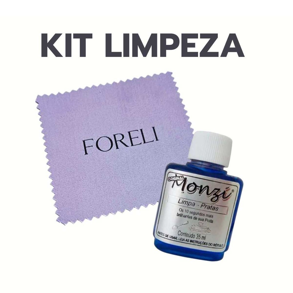 KIT Limpa Prata | Monzi 35ml + Flanela Mágica Foreli – Remove com Facilidade a Oxidação e Manchas