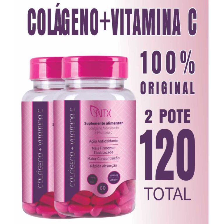 Kit  2  Colágeno + Vitamina C 60 capsulas 1200mg 
