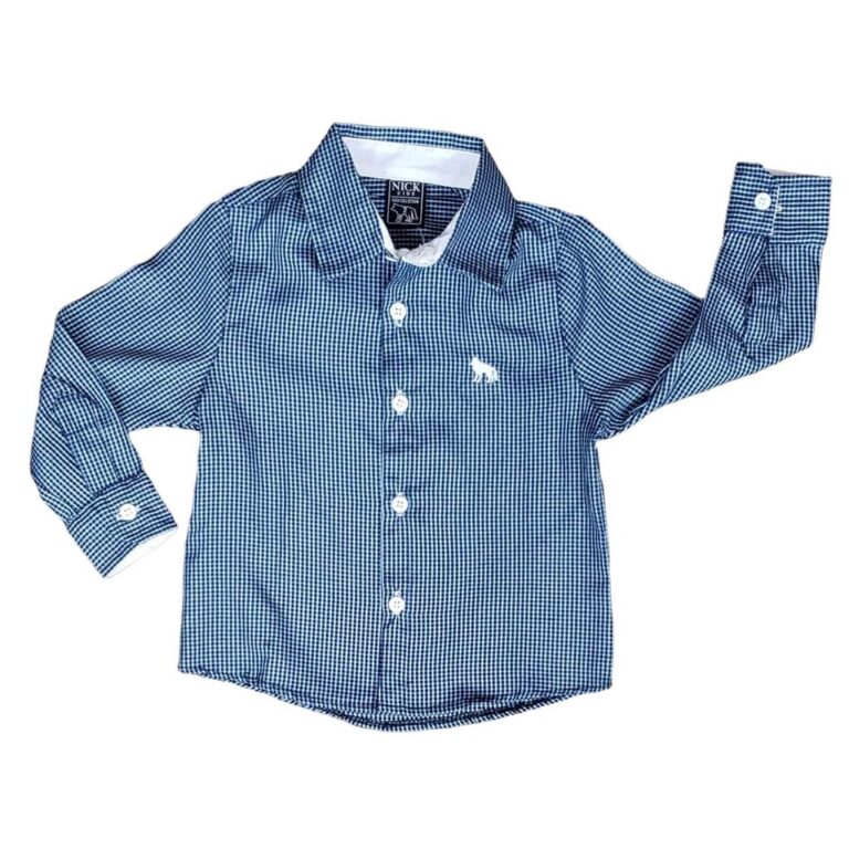 Camisa Social Azul Manga Longa Infantil