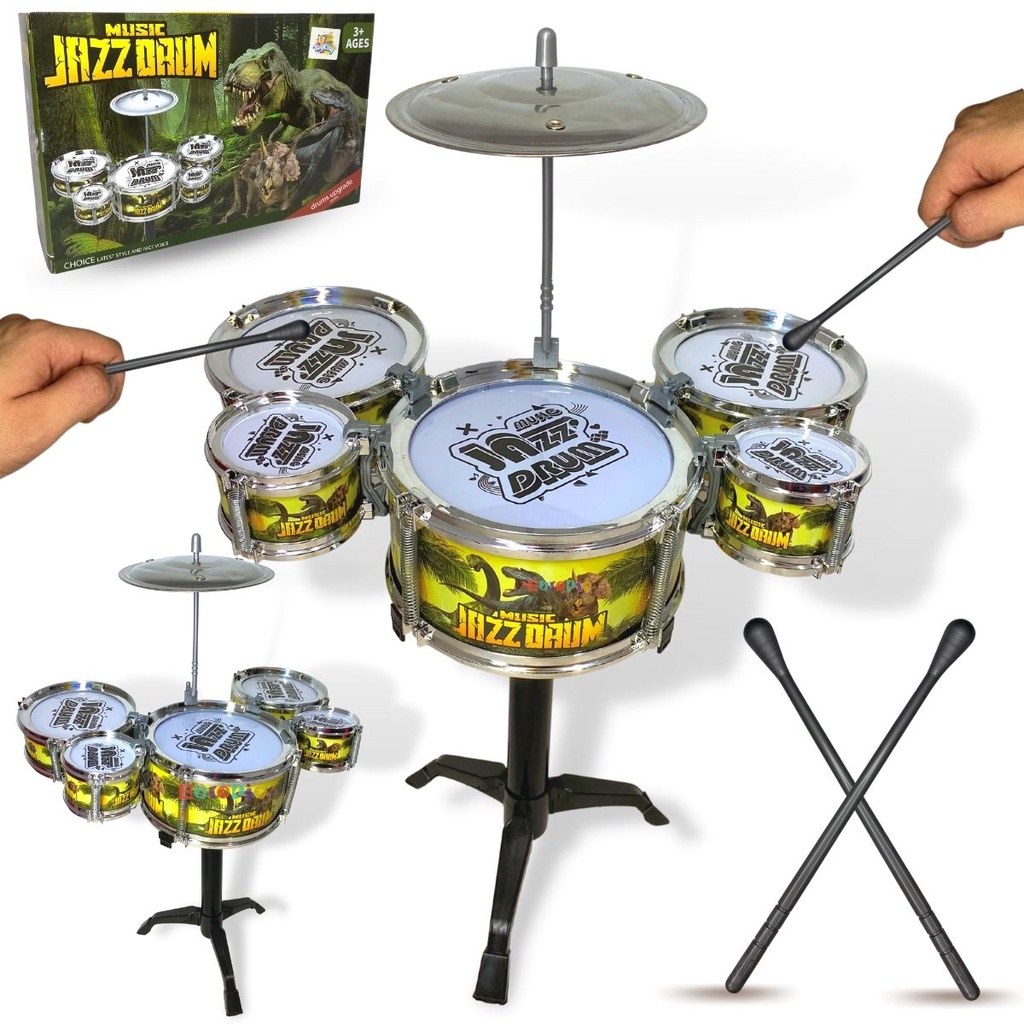 Bateria Brinquedo Infantil Acústica 5 Tambores Musical