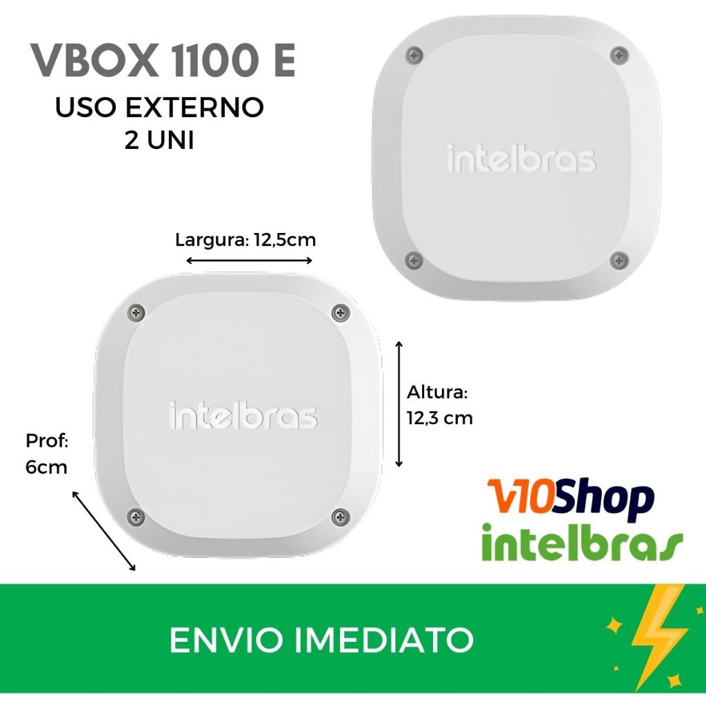 Kit 2 unid Caixa Vbox 1100 E Externa de Passagem Organizadora Cabos Cftv Camera Branca Intelbras
