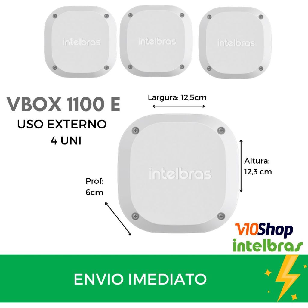 Kit 4 unid Caixa Vbox 1100 E de Passagem Organizadora de Cabos Cftv Camera Externa Branca Intelbras
