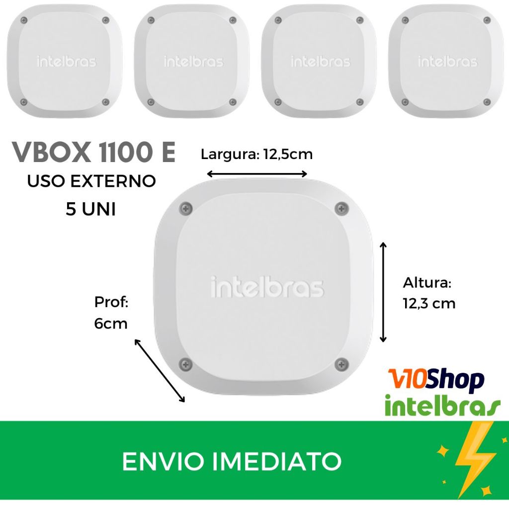 Kit 5 unid Caixa Vbox 1100 E Externa de Passagem Organizadora Cabos Cftv Camera Branca Intelbras