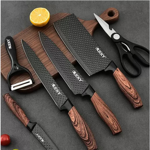 Conjunto Faca Inox 6 Peças Aço Carbono Cabo Refo