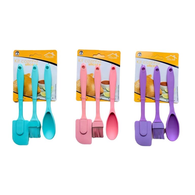 Kit 3 Peças Colher E Pincel Espátula De Silicone