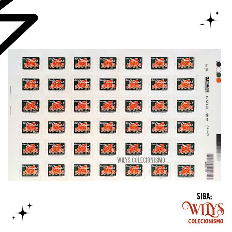 Selo Carta – Cartela com 42 Selos – Carta Social