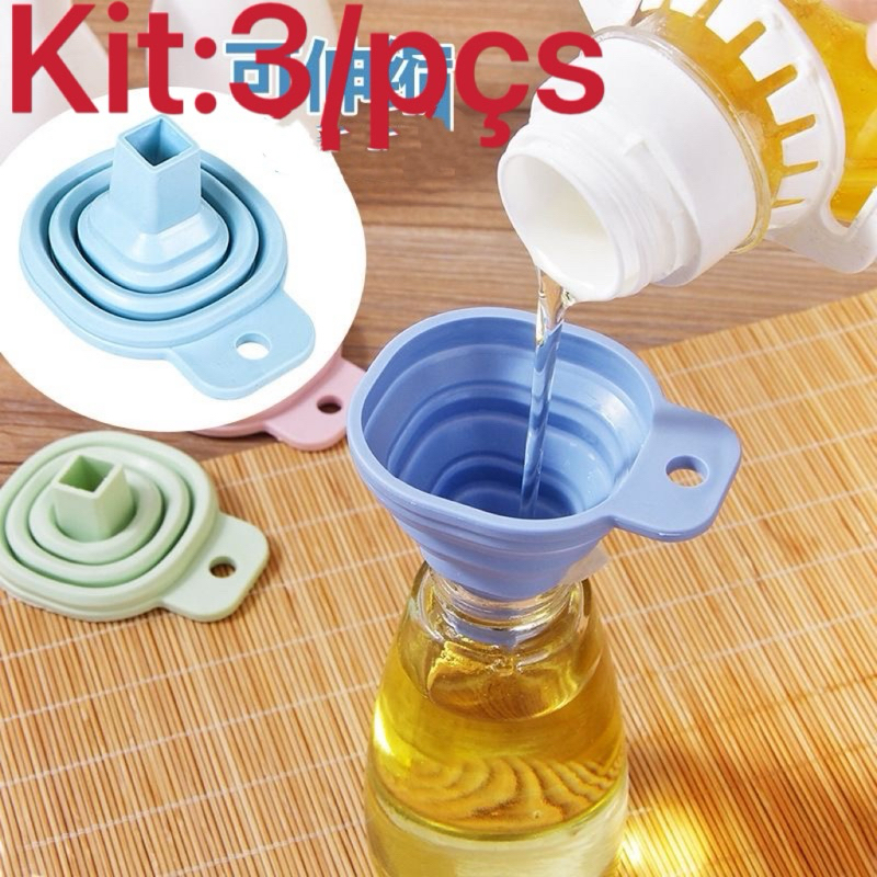 Funil Retrátil 2pçs Silicone Dobrável Flexível Cozinha
