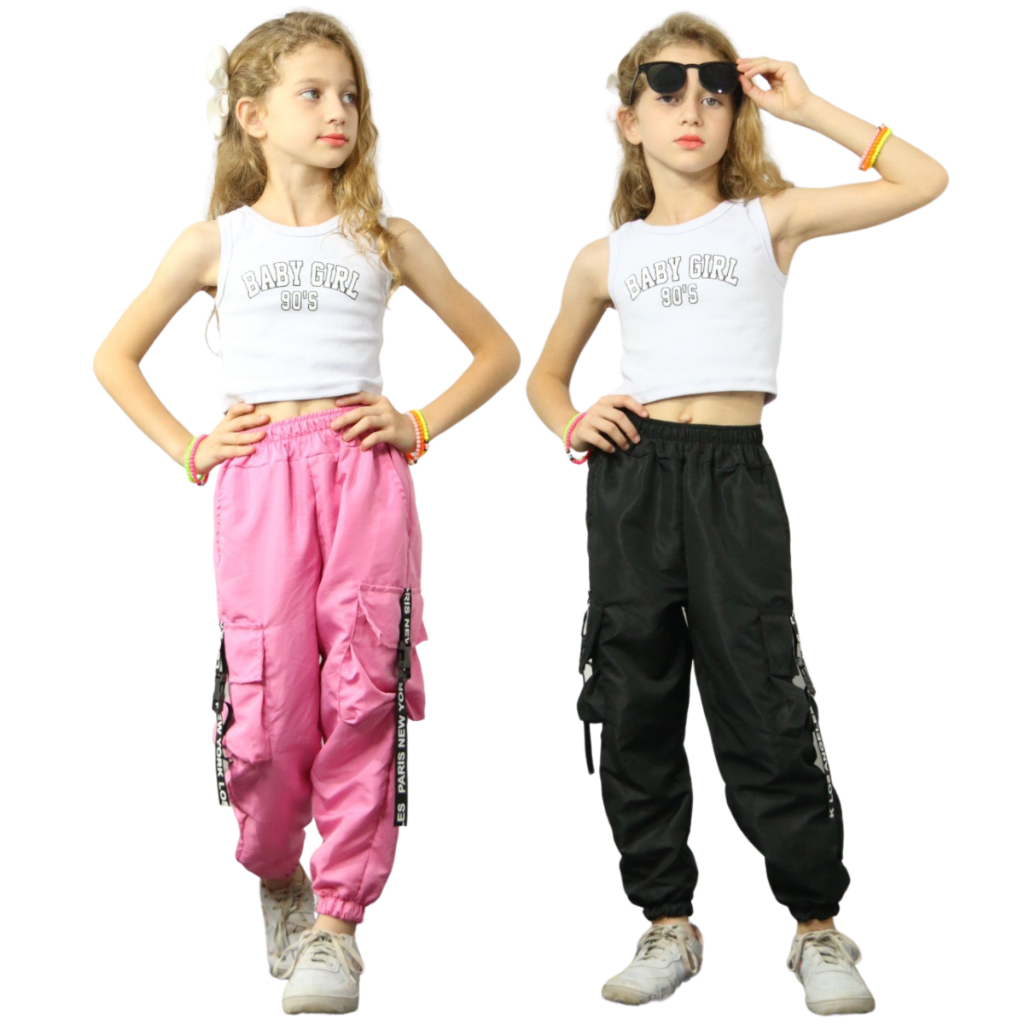 Calça Jogger Infantil Tactel Modelo Unissex Juvenil Serve Para Crianças Meninas e Meninos Cargo 4 Bo