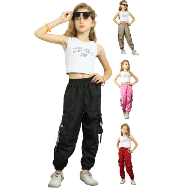 Calça Feminina Infantil Jogger Cargo Tactel 4 Bol
