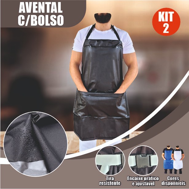 Kit 2 Avental Impermeável bolso churrasqueiro gar