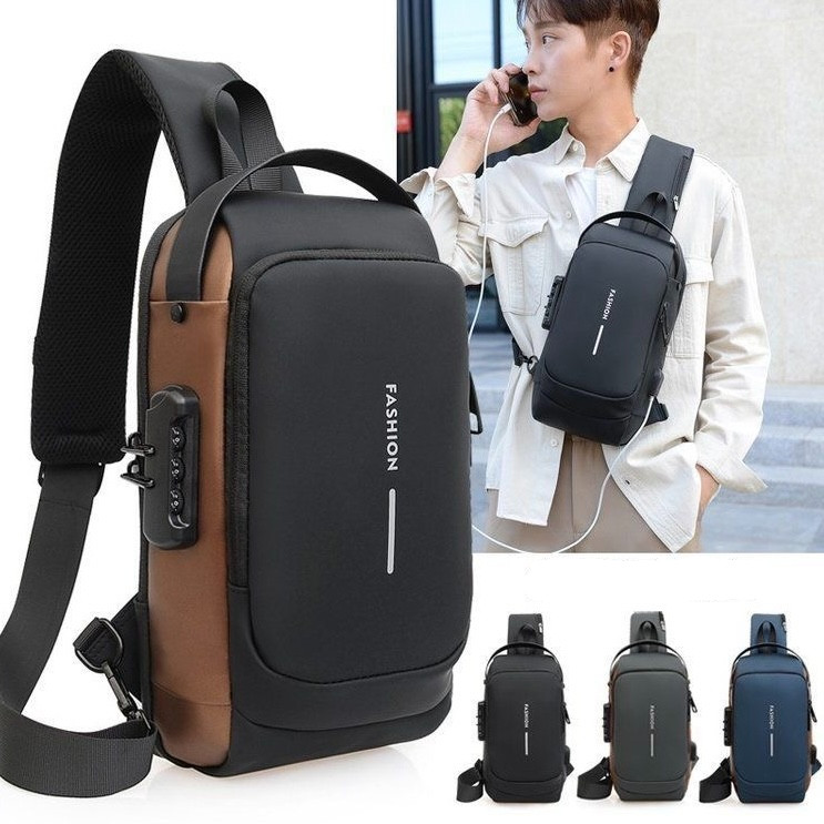 Bolsa Masculina Pochete Transversal Cadeado Ombro 