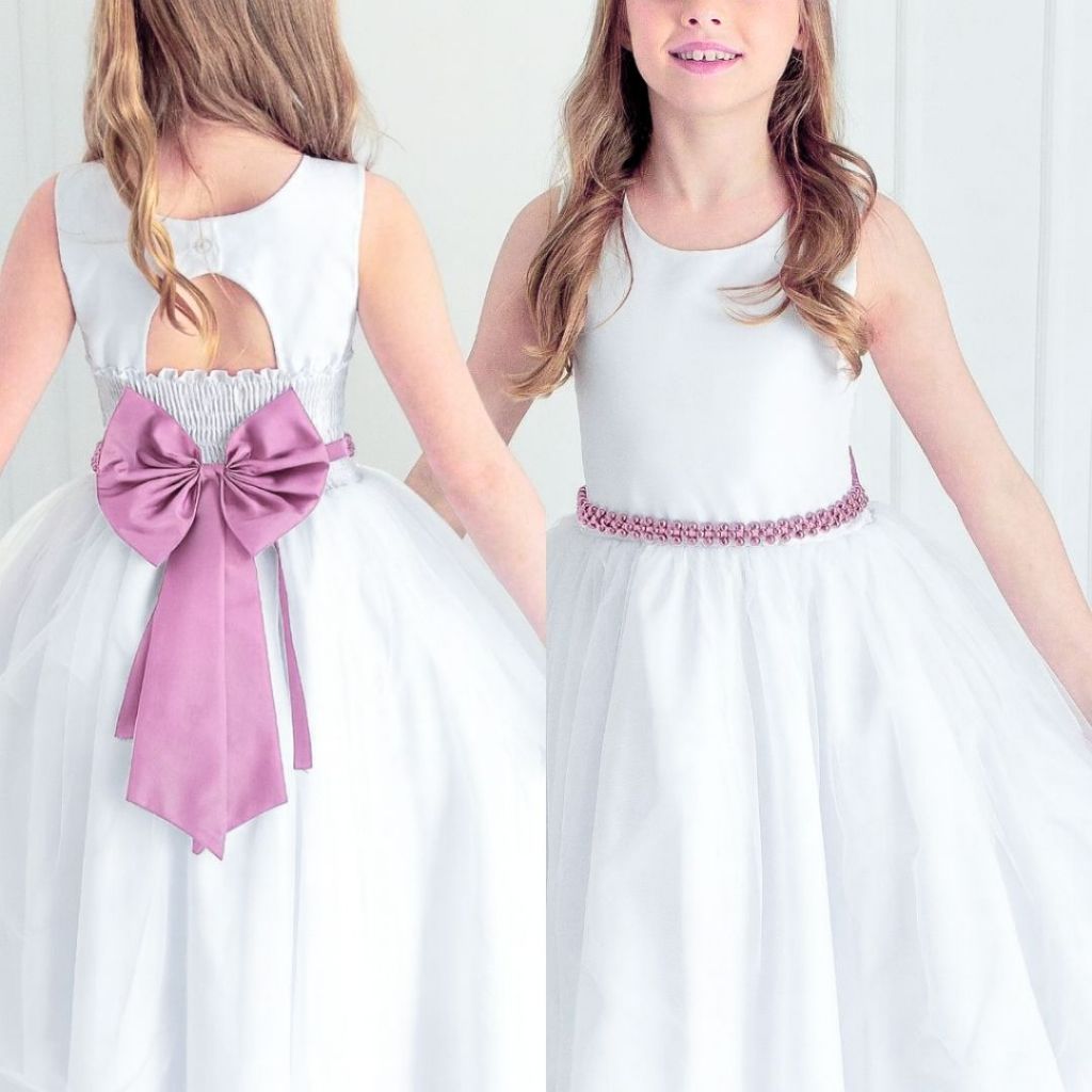 Cinto de Pérolas + Laço Rosê Rosa Seco Rosa Velho Rosa Canela para Daminha | Festa Infantil REF4197