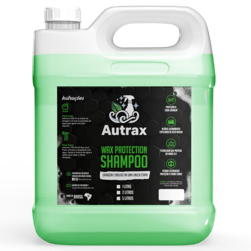Shampoo Automotivo Com Cera De Carnaúba 5 Litros Automotivo Autrax Maior Brilho rende 50 lavagens