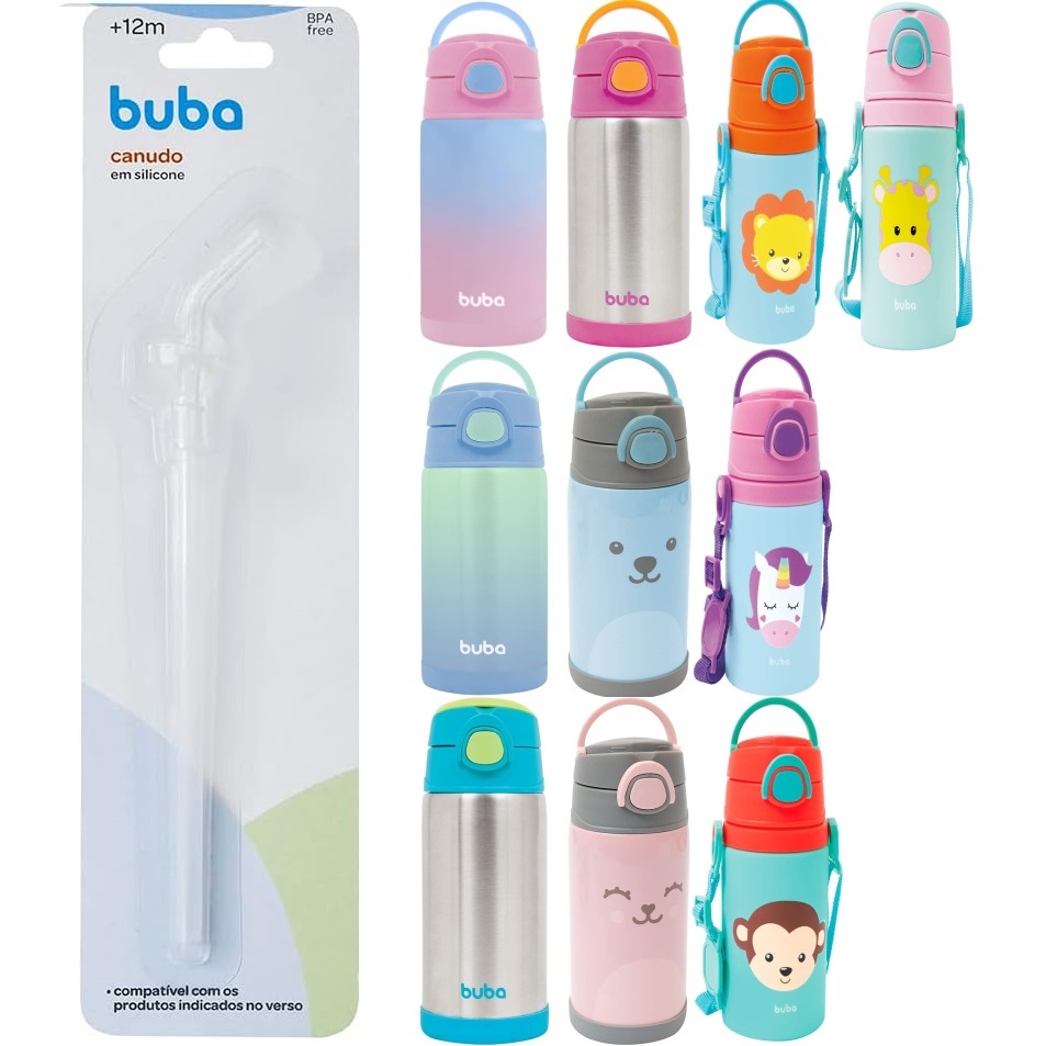 Canudo Reposição para garrafa buba original, kit escova para canudo buba original
