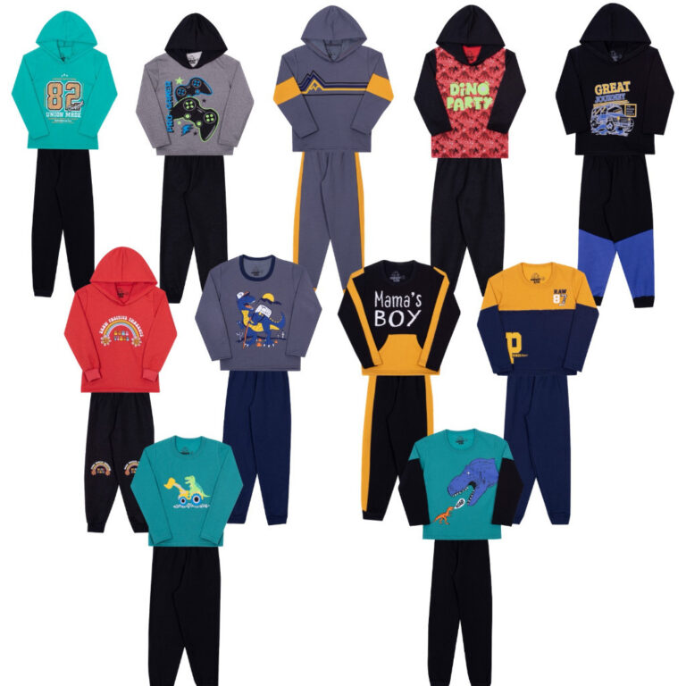 Kit C/6 peças Conjunto de Moletom Infantil menino