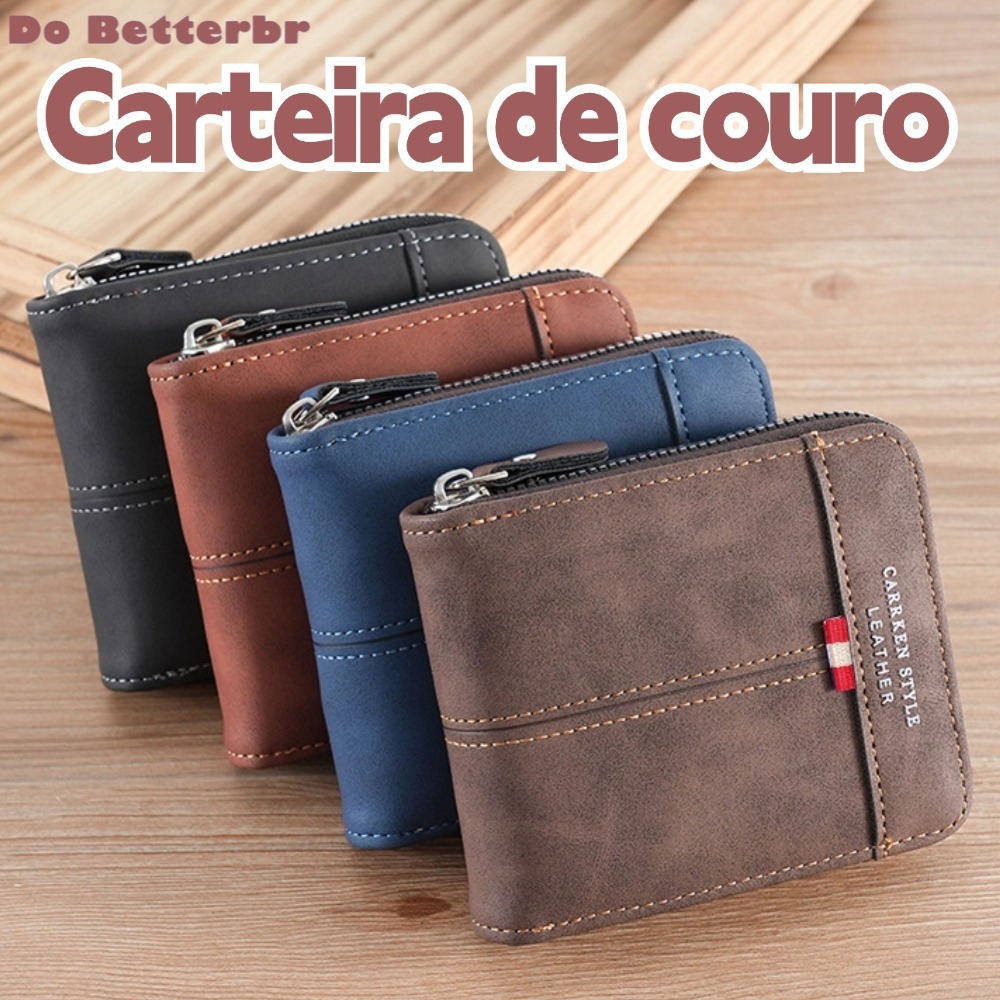 Novo Estilo Carteira de Couro Multifuncional com Zíper e Porta-Cartões de Identidade Carteiras Grand