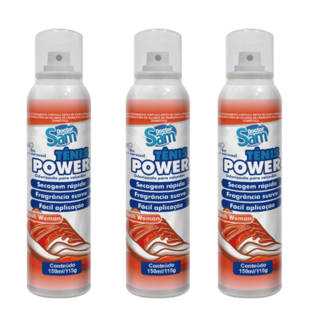 Kit c/ 3 Odorizador de Calçados Fresh Womam 150ml/115g – Tênis Power