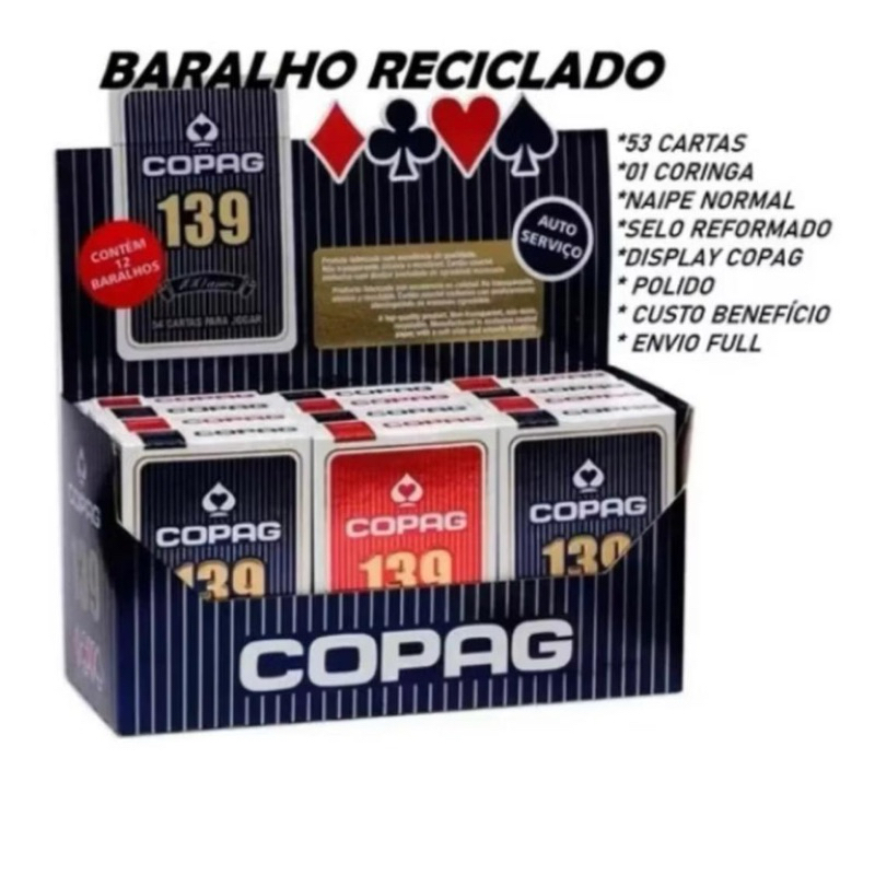 Baralho Copag 139 Tradicional Caixa Com 12 Und Naipe Normal E Naipe Grande Truco Poker REFORMADO REC