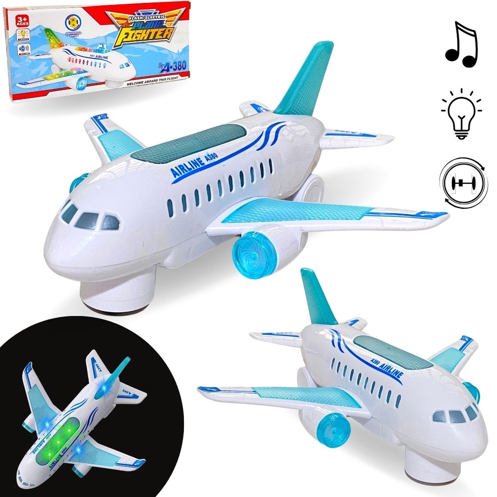 Avião de Brinquedo Infantil Com Sons Luz Bate Volta