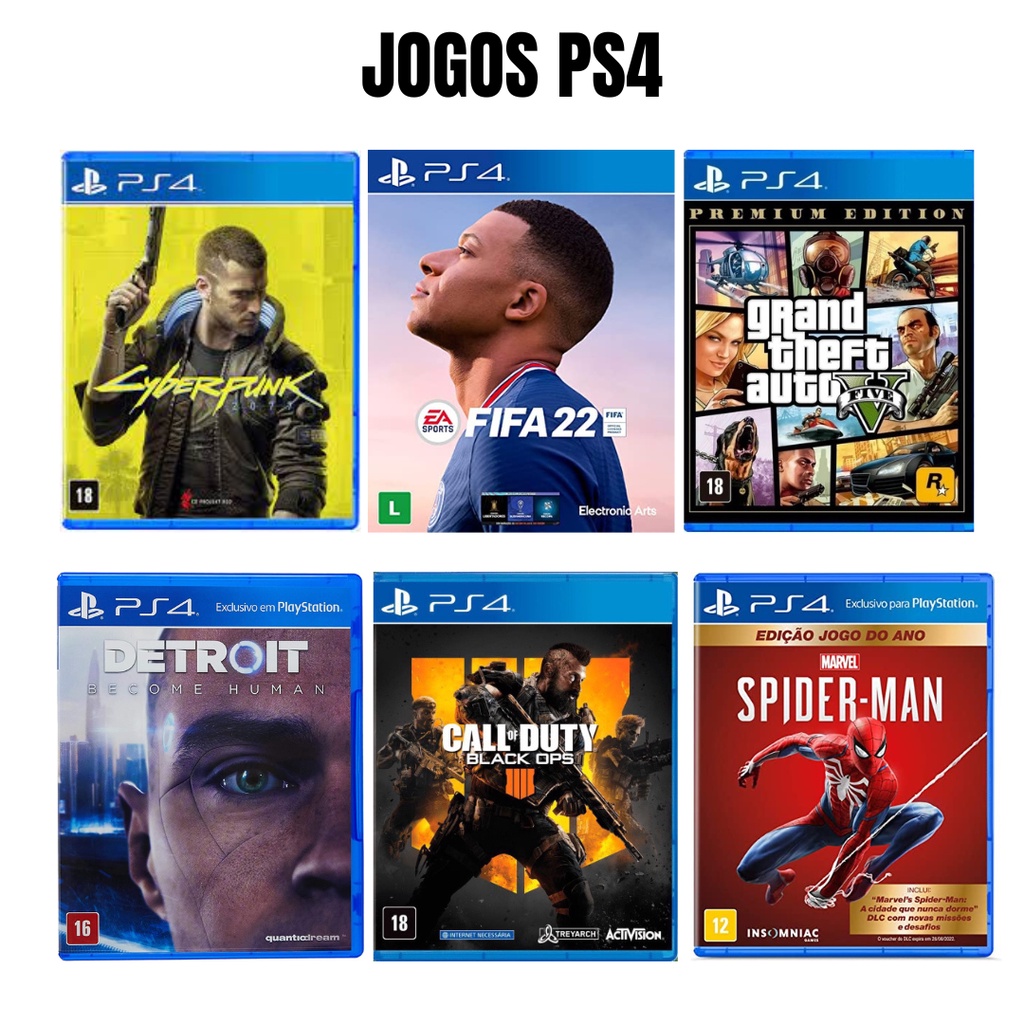 Jogos Ps4 – Fifa 22 – Gta V – Cyber Punk – Call of Duty – God Of War / Midia Fisica – Semi Novo