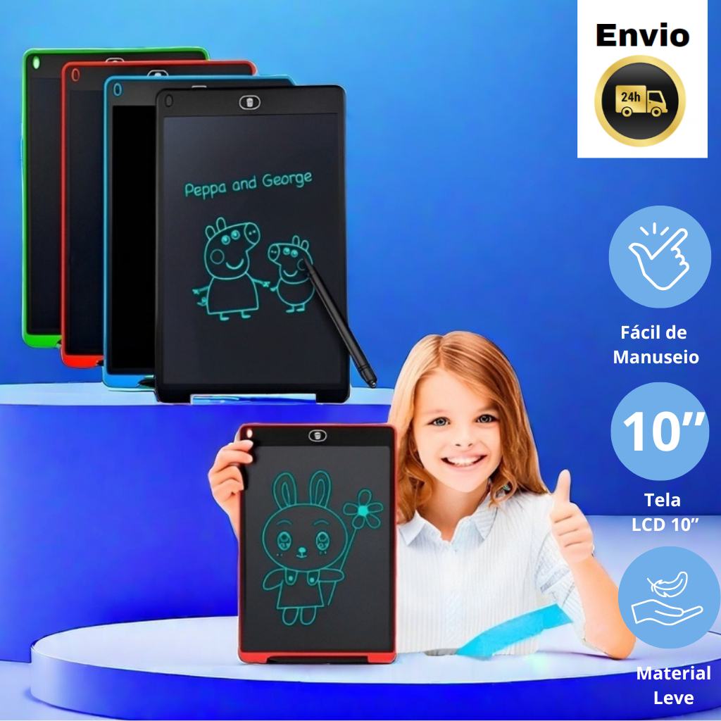 Lousa Mágica 10 Polegadas tela LCD Tablet Infantil de Escrever e Desenhar 25cm