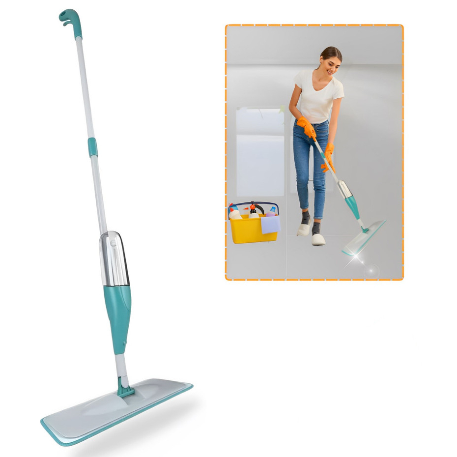 Mop Spray Mágico 3 em 1 com Reservatório Esfregão Completo para Limpeza de 400ml Lava Enxágua e Seca
